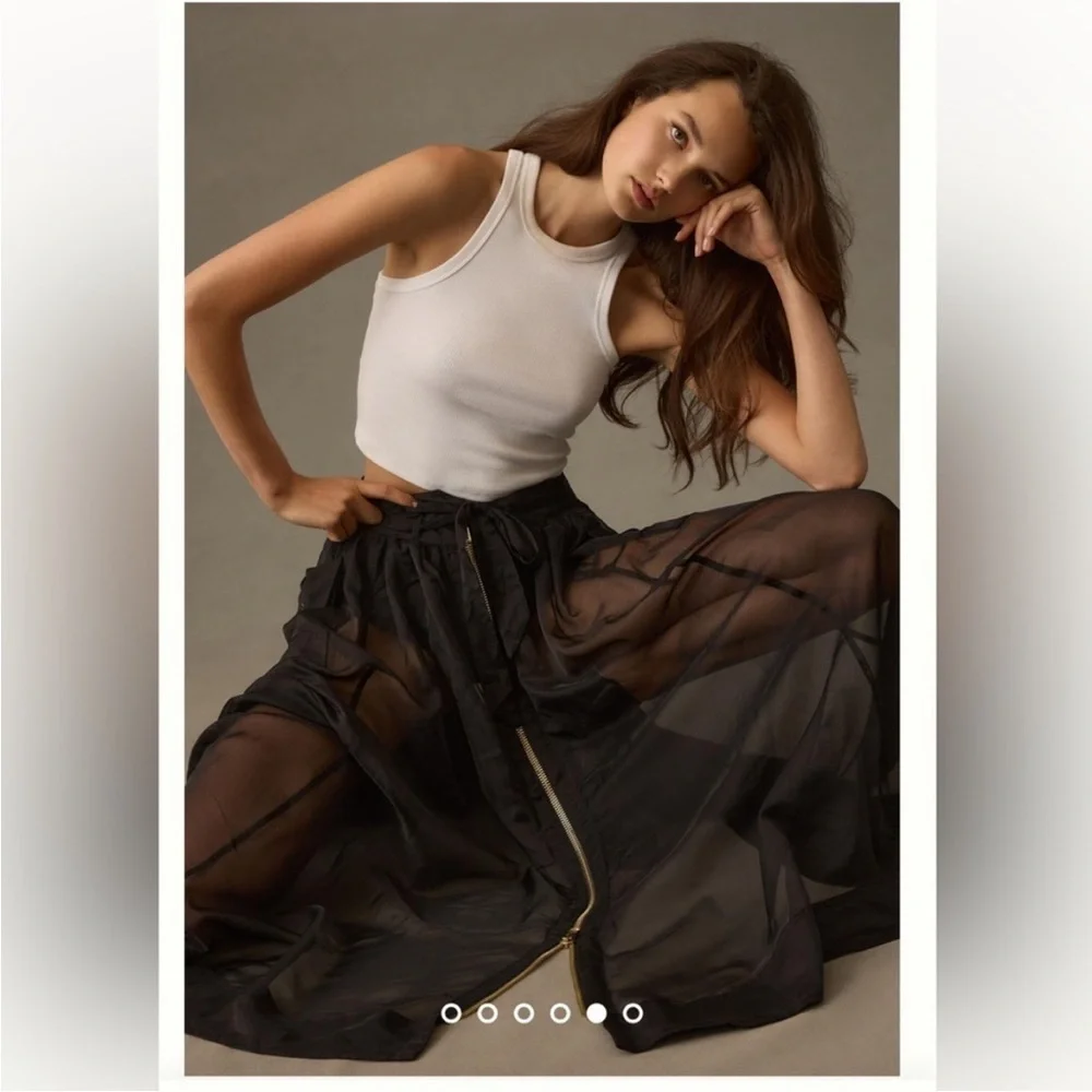 Anthropologie Sheer Parachute Maxi Skirt Size 6 | NWT